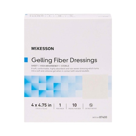 Mckesson Absorbent Gelling Fiber Dressing, 4 x 4-3/4 Inch, 10PK 87400